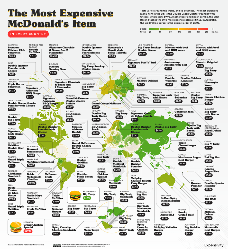 The Price of McDonald's in Every Country - Expensivity