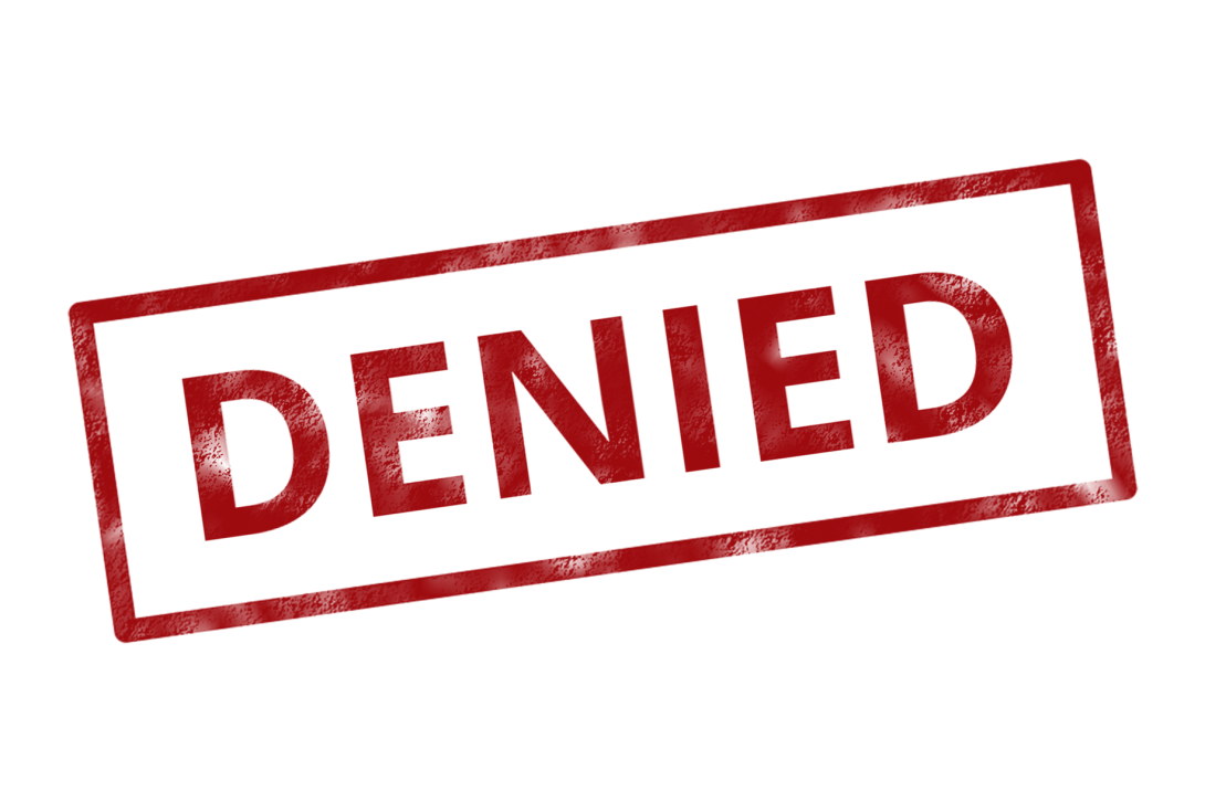 Graphic image with the word "denied"